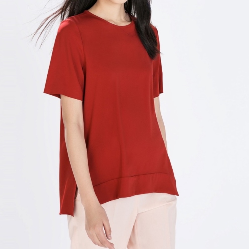Zara dark red blouse with black zipper on the back